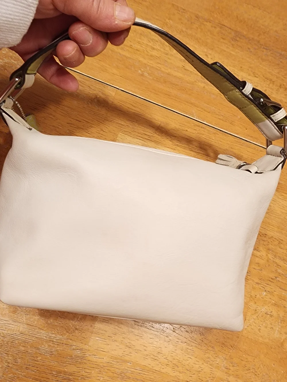vintage Coach Y2K green and white leather signature stripe mini hobo bag.  - Picture 3 of 13